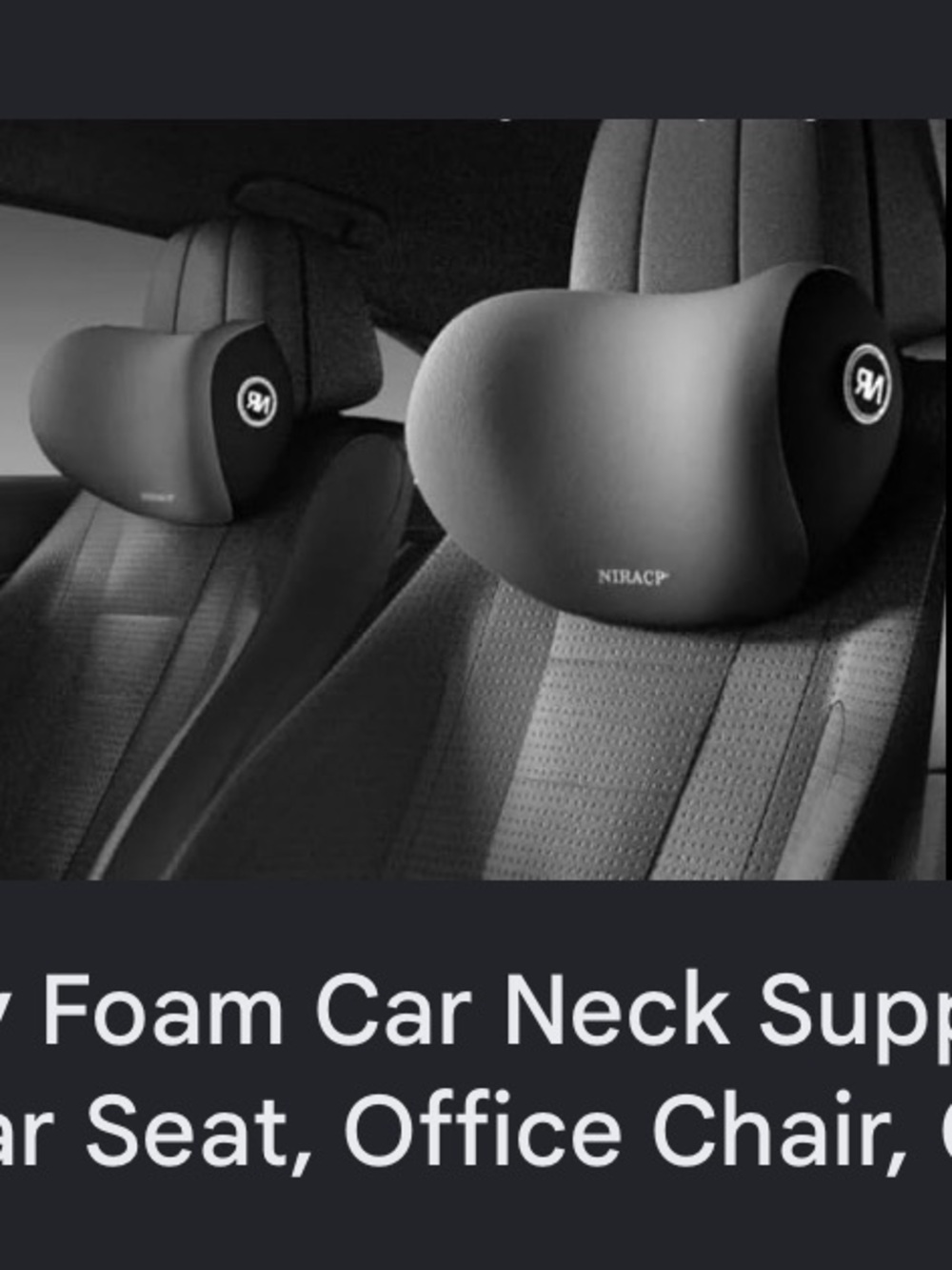 Niracp+ Black Memory Foam Car Neck Pillow - Black